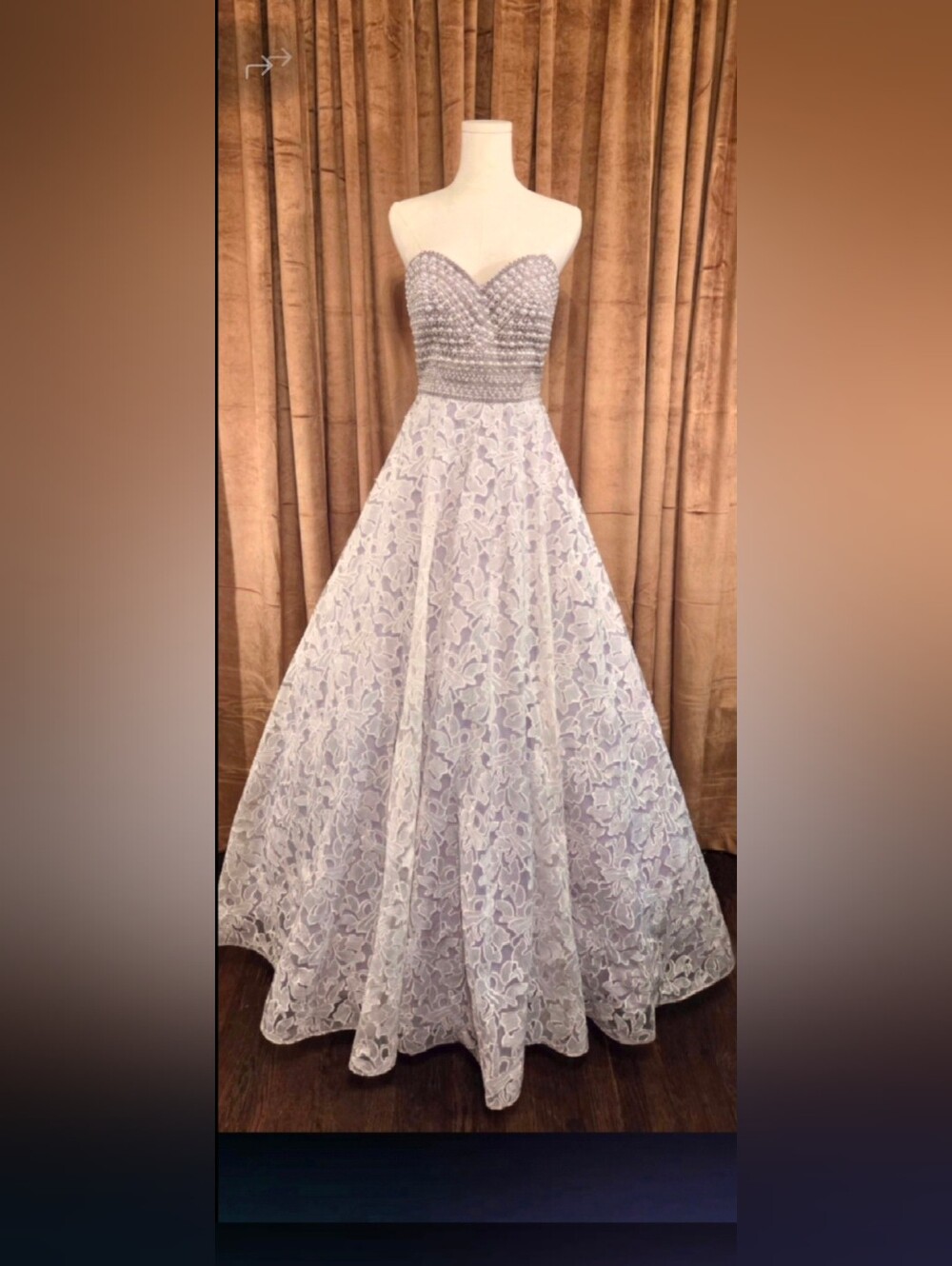 Pink By Alexia Designs Strapless Beaded A Line Dress in Light Lavender. Size 6